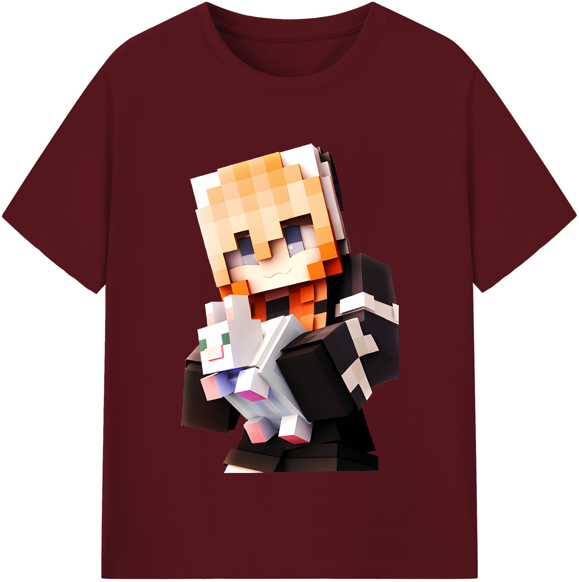 （画像用） マインクラフト ブロックの世界 Minecraft MC Block world 綿100％半袖Tシャツ（フロントプリント）